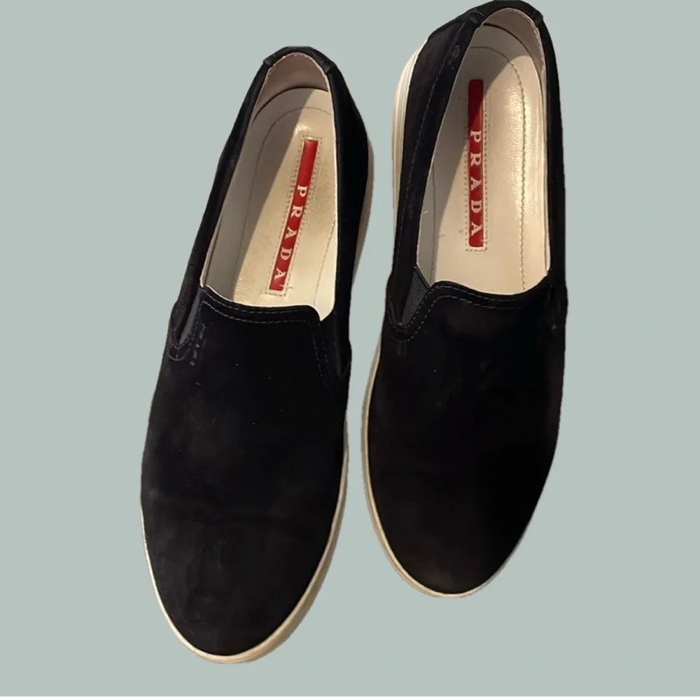 Prada Women’s Slip-on Sneakers Black Suede Size 8 (EU38) - Picture 6 of 7